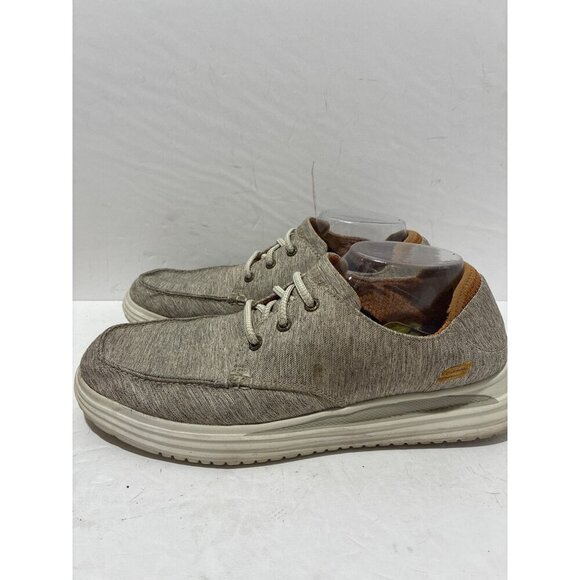 SKECHERS Men Taupe Relenzo Sneaker Slip-On Shoe Size 11 Dress Shoe Business boat - Picture 1 of 7